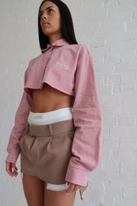 Blush Linen Crop Shirt