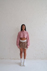 Blush Linen Crop Shirt