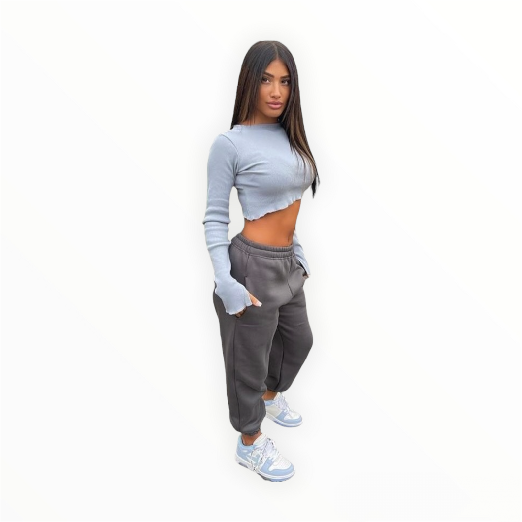 Amber Crop Long Sleeve in Clouded Blue