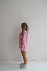 Hot Pink Stripe Linen Shirt