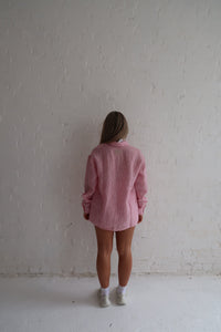 Hot Pink Stripe Linen Shirt